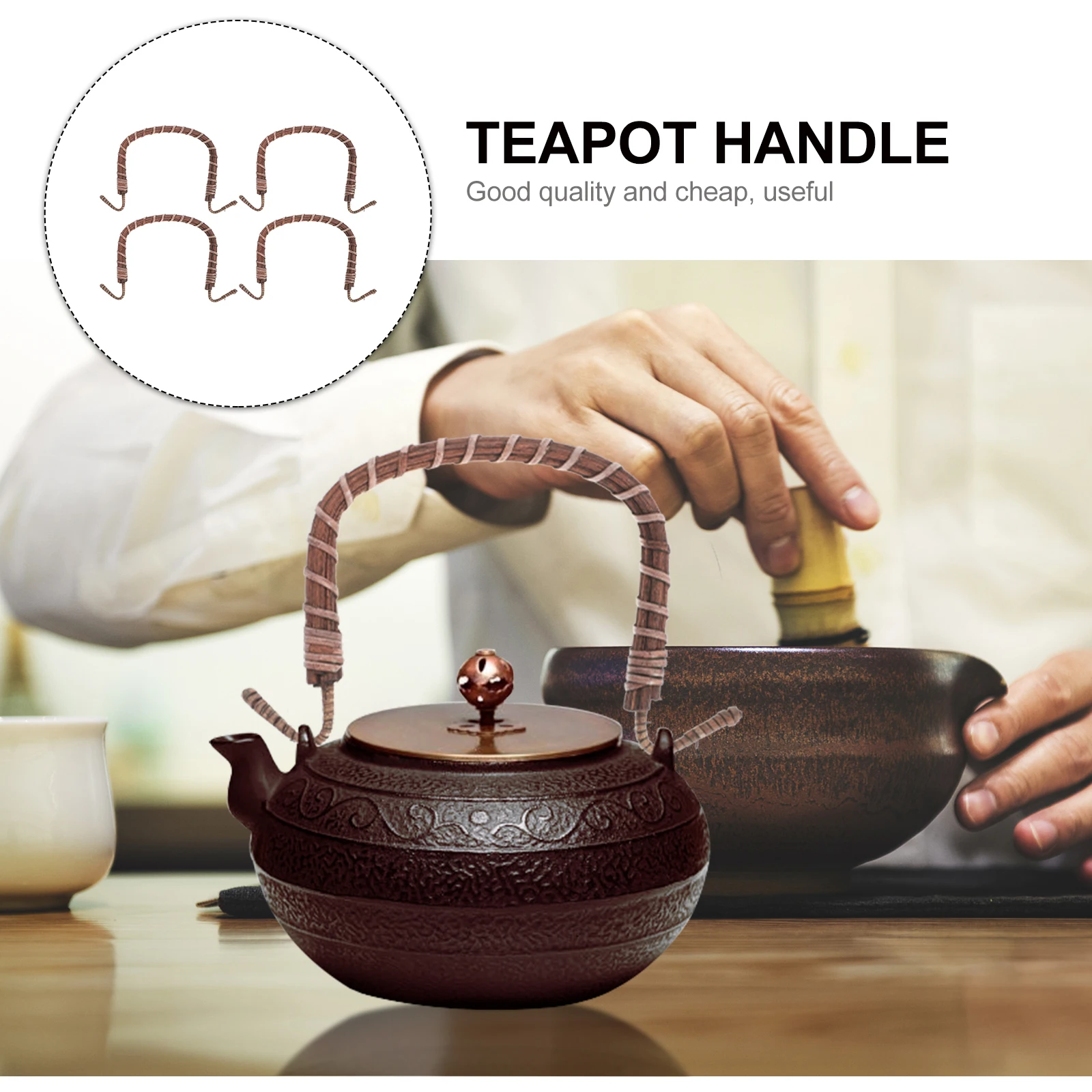 4pcs Teapot Handle Rattan Style Replacement Grip Compact Size Easy Install Pottery Kitchen Gadgets Practical
4pcs Teapot Handle Rattan Style Replacement Grip Compact Size Easy Install Pottery Kitchen Gadgets Practical