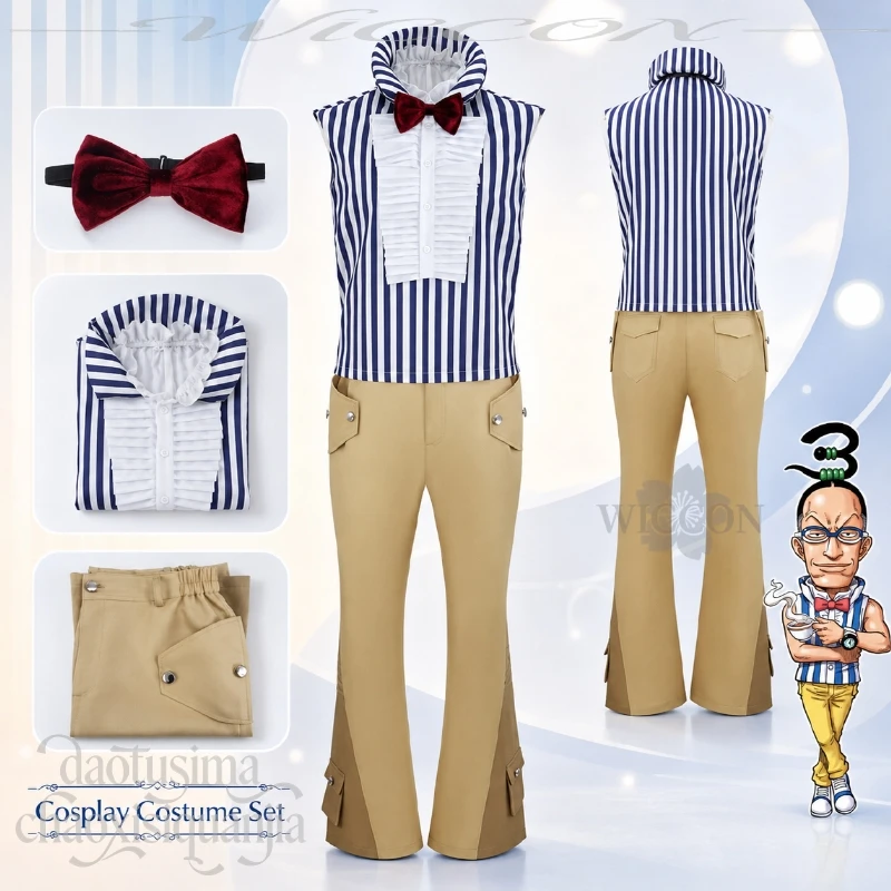 Galdino Mr.3 Cosplay Anime Striped Sleeveless Top Khaki Long Pants Bow Costume Full Set Cartoon Uniform Halloween Christmas Cos
Galdino Mr.3 Cosplay Anime Striped Sleeveless Top Khaki Long Pants Bow Costume Full Set Cartoon Uniform Halloween Christmas Cos
