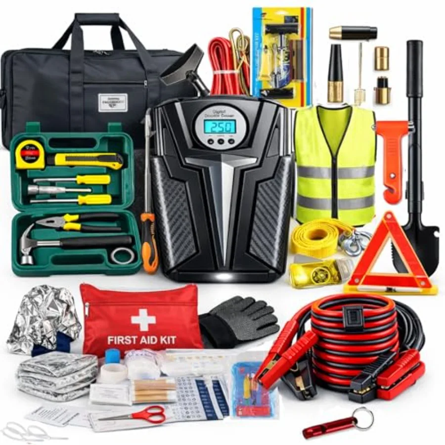 Car Emergency Kit Roadside Assistance Emergency Car Kit Jumper Cables Road Trip Essentials Auto Vehicle Car Safety Kit with Dig
Car Emergency Kit Roadside Assistance Emergency Car Kit Jumper Cables Road Trip Essentials Auto Vehicle Car Safety Kit with Dig