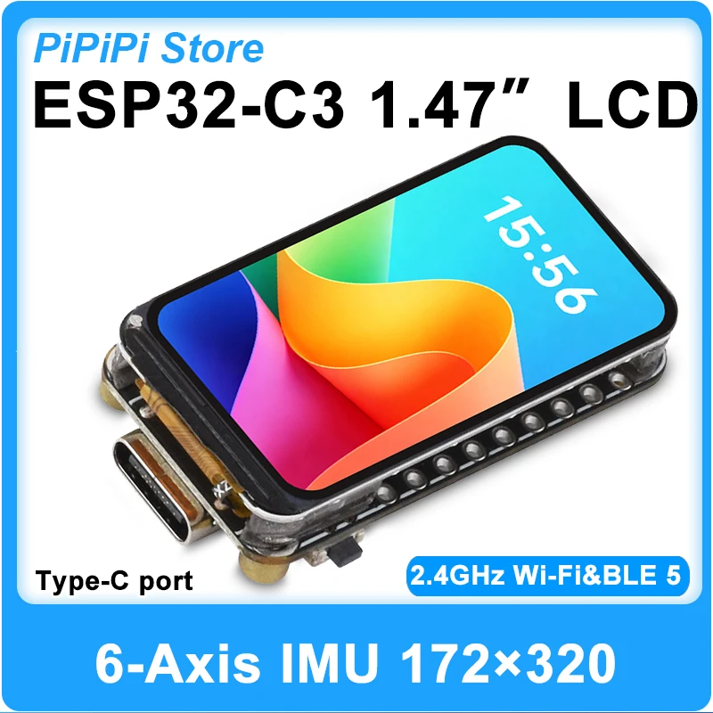 ESP32-C3 1.47inch LCD Display Development Board Wi-Fi BLE 5 Onboard TF card slot, 6-Axis IMU, and multiple peripheral interfaces
ESP32-C3 1.47inch LCD Display Development Board Wi-Fi BLE 5 Onboard TF card slot, 6-Axis IMU, and multiple peripheral interfaces