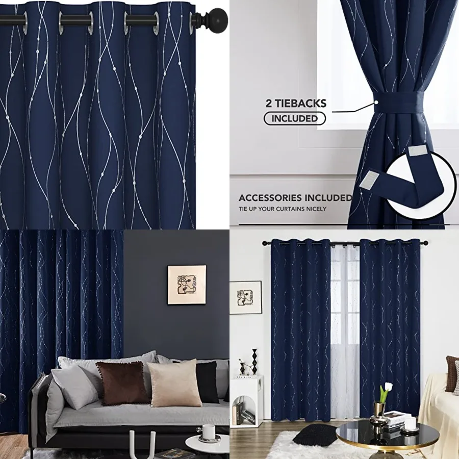 Blackout Curtains for Living Room, Thermal Insulated Soundproof Drapes, Wave Dots Silver Print, 52 x 95 Inch Long, 2 Panels, Ma
Blackout Curtains for Living Room, Thermal Insulated Soundproof Drapes, Wave Dots Silver Print, 52 x 95 Inch Long, 2 Panels, Ma