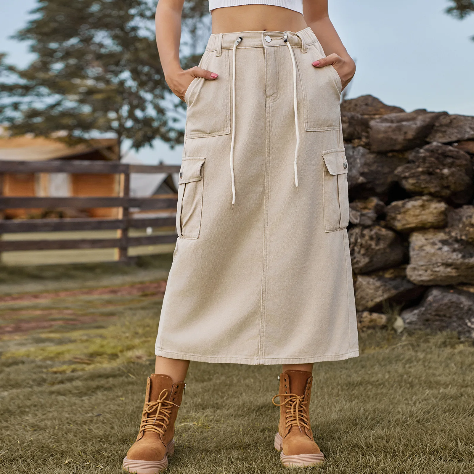 Сплошная цветная рабочая одежда на шнуровке, джинсовая юбка до половины тела, новая летняя модная длинная юбка с разрезом и несколькими карманами для женщин
Сплошная цветная рабочая одежда на шнуровке, джинсовая юбка до половины тела, новая летняя модная длинная юбка с разрезом и несколькими карманами для женщин