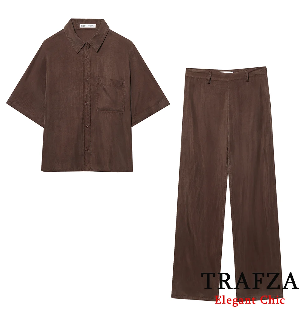 TRAFZA Vintage Summer Set Women's Lapel Short Sleeve Shirt Or Pants 2025 Fashion Distressed Style Casual Holidays Pant Set
TRAFZA Vintage Summer Set Women's Lapel Short Sleeve Shirt Or Pants 2025 Fashion Distressed Style Casual Holidays Pant Set