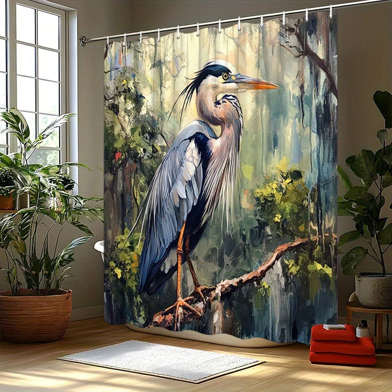 Занавеска для душа Great Blue Heron Forest — реалистичный стиль, ветка с крышкой мха и пышная зелень, полиэстер, моющийся, декор для ванны
Занавеска для душа Great Blue Heron Forest — реалистичный стиль, ветка с крышкой мха и пышная зелень, полиэстер, моющийся, декор для ванны