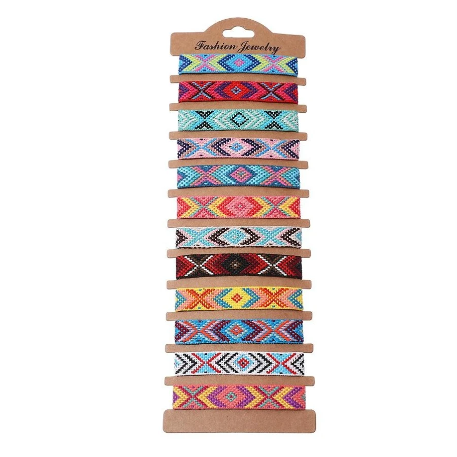 12pcs Nepal Woven Friendship Bracelets with Hand Woven Rope and Adjustable Card Binding Bracelet Rope
12pcs Nepal Woven Friendship Bracelets with Hand Woven Rope and Adjustable Card Binding Bracelet Rope