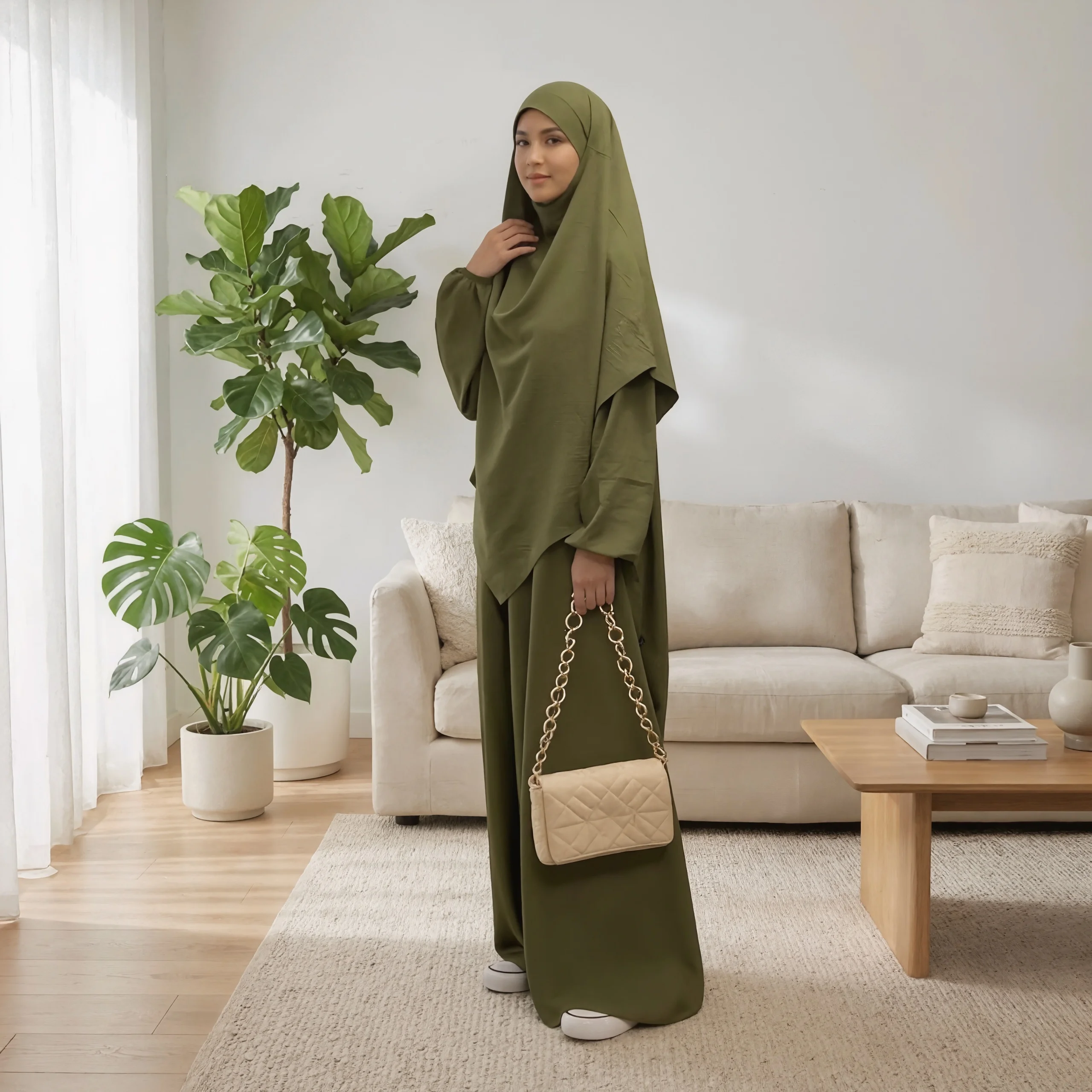 Solid Color Abaya 2pcs Set with Hijab | Muslim Women Open Front Long Kaftan Prayer Dress
Solid Color Abaya 2pcs Set with Hijab | Muslim Women Open Front Long Kaftan Prayer Dress