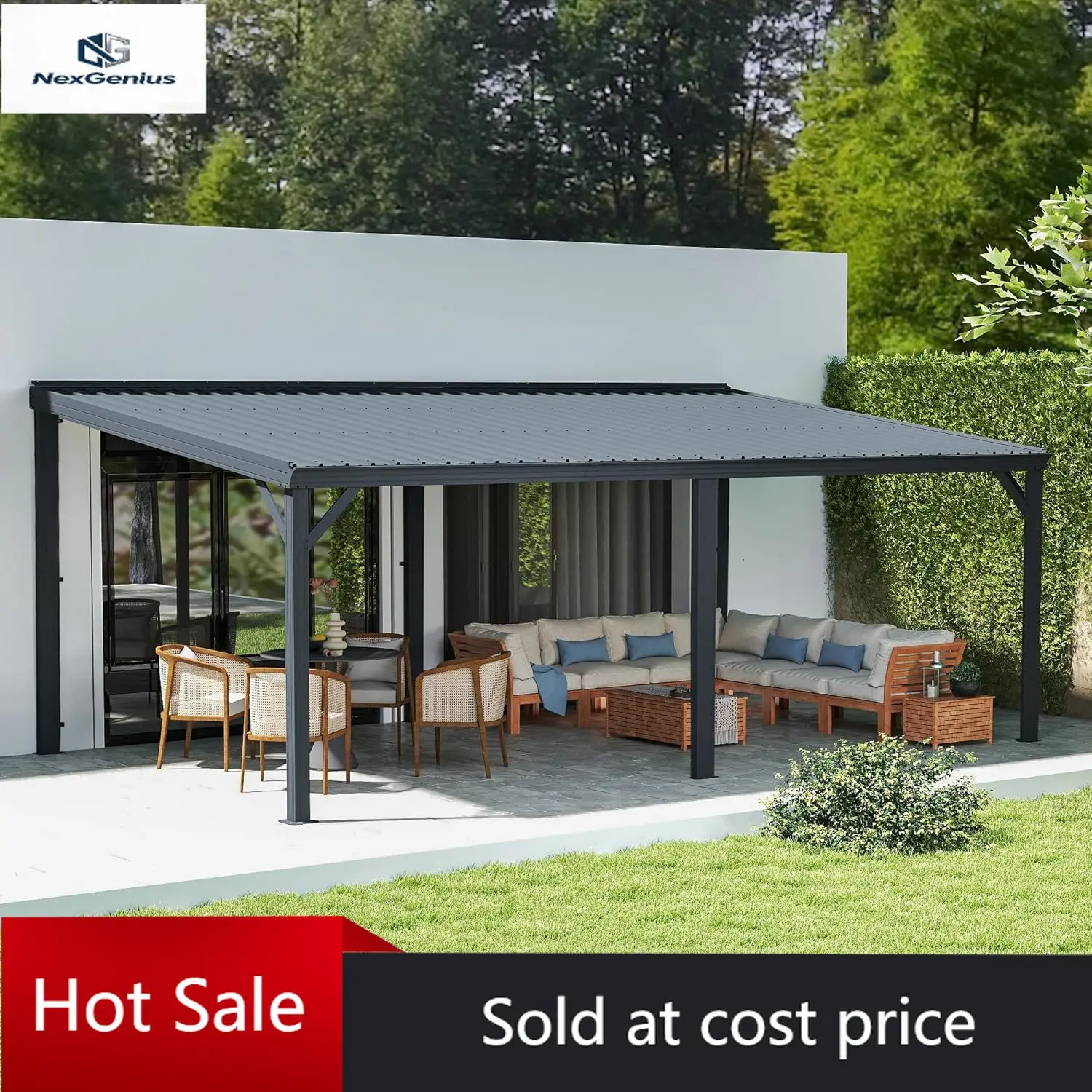 Domi 12' x 20' Lean to Gazebo, Wall Mounted Gazebos Pergola with Built in Drainage System, Galvanized Steel Roof, Hardtop Patio
Domi 12' x 20' Lean to Gazebo, Wall Mounted Gazebos Pergola with Built in Drainage System, Galvanized Steel Roof, Hardtop Patio