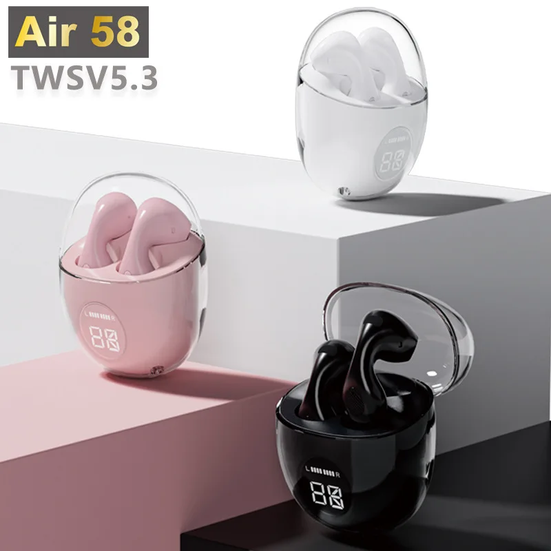 Air 58 Mini Water Drop Style Wireless Bluetooth Headset Digital Display Half-in-ear ENC Active Noise Reduction Sports Earbuds
Air 58 Mini Water Drop Style Wireless Bluetooth Headset Digital Display Half-in-ear ENC Active Noise Reduction Sports Earbuds