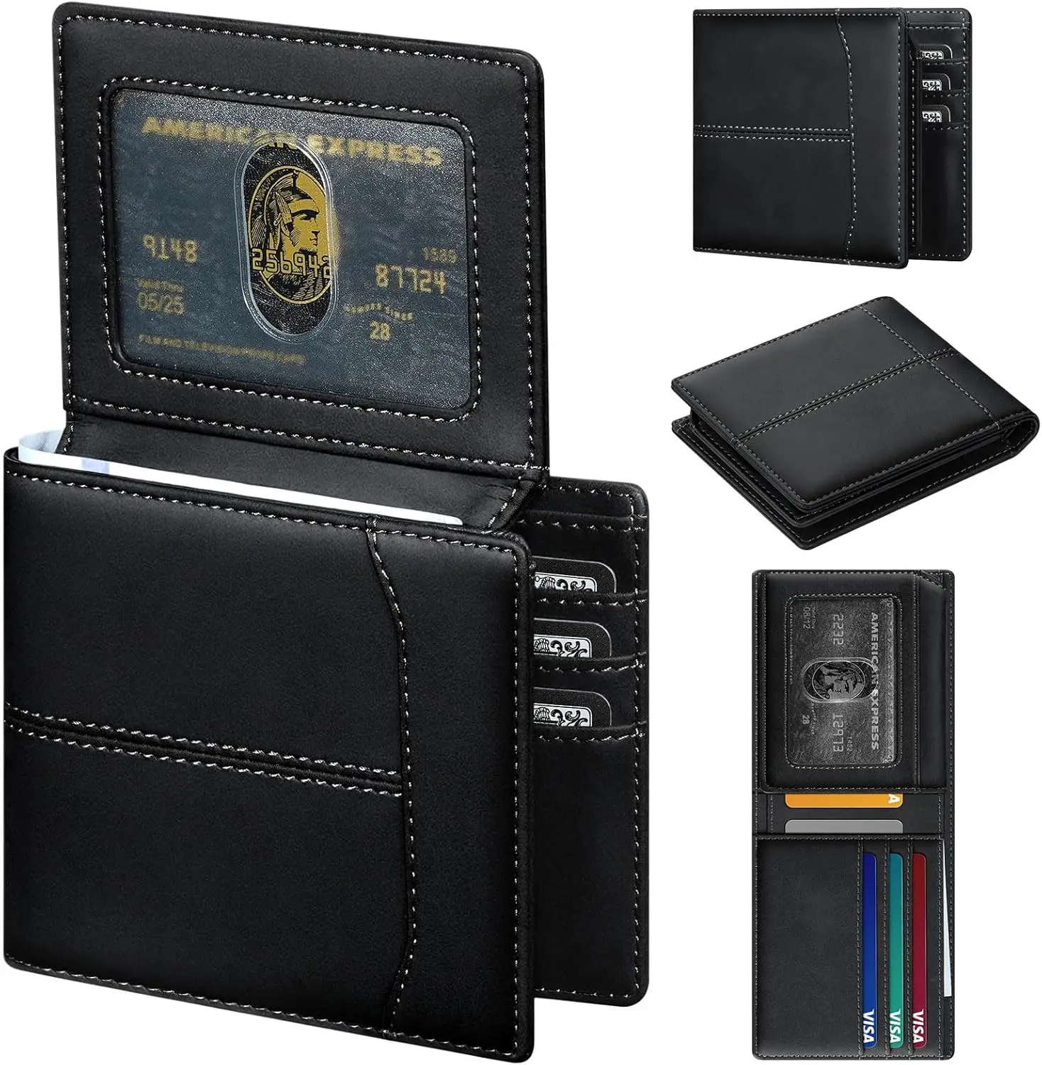 Top Grain Leather Wallet for Men: RFID Bifold Card Holder with 2 ID Windows, Slim Front Pocket Wallet
Top Grain Leather Wallet for Men: RFID Bifold Card Holder with 2 ID Windows, Slim Front Pocket Wallet