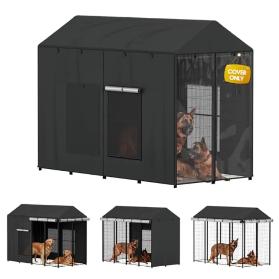 8x4x6 FT Heavy Duty 1200D Waterproof Dog Kennel Cover with UV Protection for Portable Dog Crate Enclosure Covers - Black
8x4x6 FT Heavy Duty 1200D Waterproof Dog Kennel Cover with UV Protection for Portable Dog Crate Enclosure Covers - Black