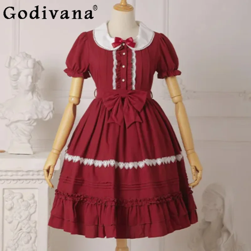 Elegant Lolita Sweet Peter Pan Collar Short Sleeve Op Princess Dress Fashion Girl High Waist A-line Versatile Big Swing Dresses
Elegant Lolita Sweet Peter Pan Collar Short Sleeve Op Princess Dress Fashion Girl High Waist A-line Versatile Big Swing Dresses