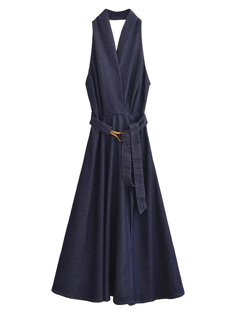 Withered Fashionable Hanging Neck Collar With Belt, Backless Wide Swing Dress Woman Clothes Dress Elegant Party Dresses Vestidos
Withered Fashionable Hanging Neck Collar With Belt, Backless Wide Swing Dress Woman Clothes Dress Elegant Party Dresses Vestidos