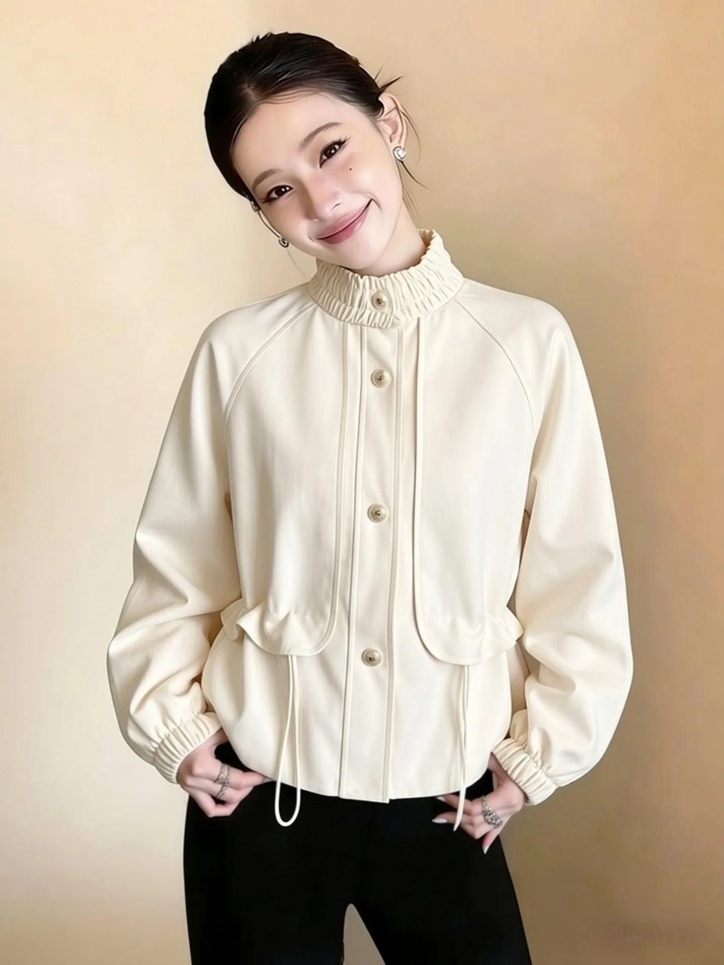 White ort Baseball Jaet Women's Spring 2026 Unique Beautiful Flounce Collar Dstring Waist Reduction Ageing Gentle Sle
White ort Baseball Jaet Women's Spring 2026 Unique Beautiful Flounce Collar Dstring Waist Reduction Ageing Gentle Sle