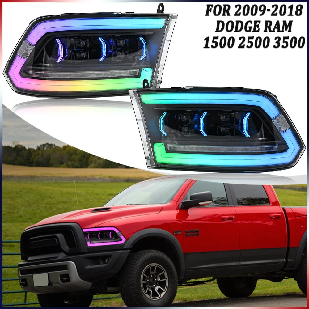 1 комплект цветных светодиодных фар RGB в сборе для 2009-2018 Dodge RAM 1500 2500 3500 передние фары DRL аксессуары для фар
1 комплект цветных светодиодных фар RGB в сборе для 2009-2018 Dodge RAM 1500 2500 3500 передние фары DRL аксессуары для фар