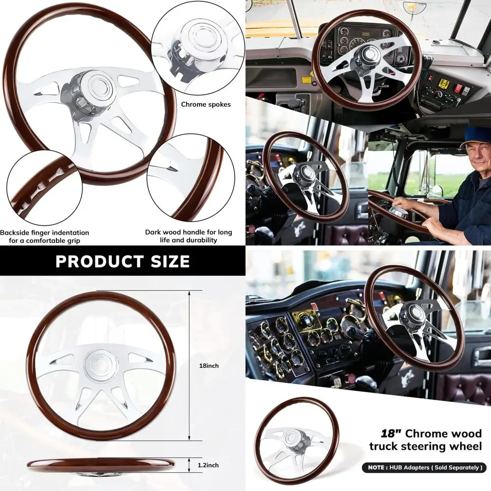 18-дюймовый руль деревянного грузовика, хромированный, 4 спицы, для Kenworth, Peterbilt, Volvo, Freightliner
18-дюймовый руль деревянного грузовика, хромированный, 4 спицы, для Kenworth, Peterbilt, Volvo, Freightliner