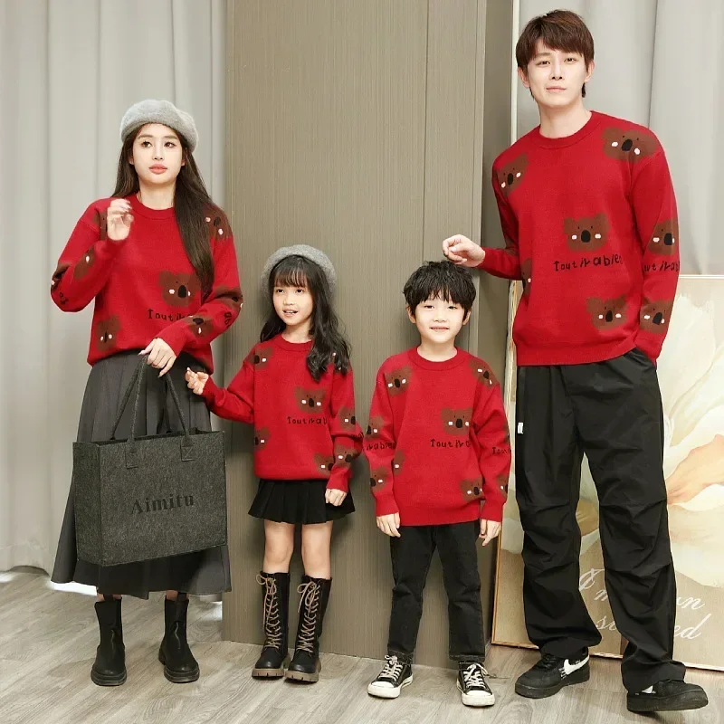 Red Winter Sweater for Whole Family Clothes Father Mother and Children Matching Bear Print Knitted Jumper Parent-child Jumper
Red Winter Sweater for Whole Family Clothes Father Mother and Children Matching Bear Print Knitted Jumper Parent-child Jumper