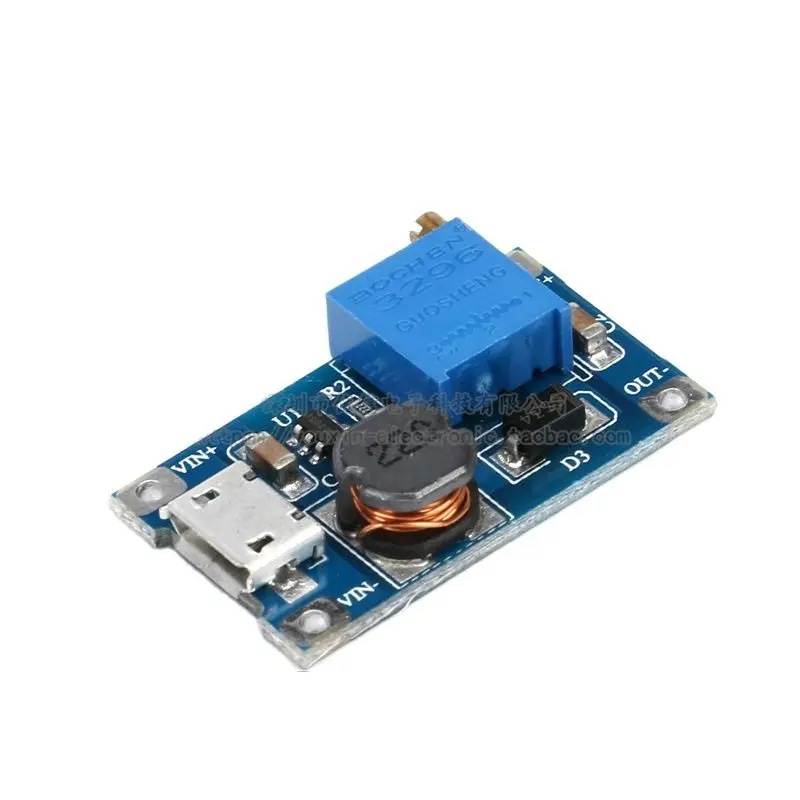 DC-DC Adjustable Boost Module 2A Board with USB Micro Charging Port Input for Electronic Components
DC-DC Adjustable Boost Module 2A Board with USB Micro Charging Port Input for Electronic Components