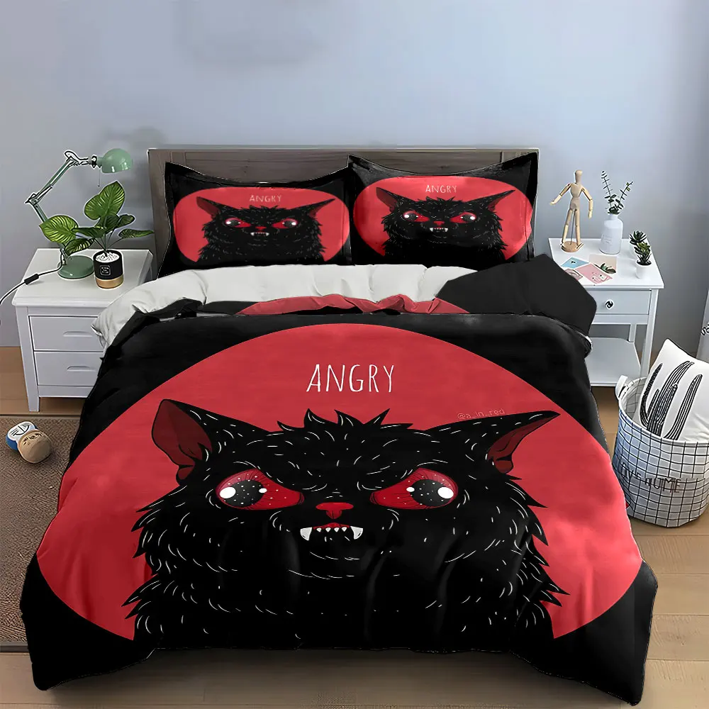 Angry Cat Theme Decor Set Bedding Set with 1 Duvet Cover 2 Pillowcases Single Double King Queen, Gift
Angry Cat Theme Decor Set Bedding Set with 1 Duvet Cover 2 Pillowcases Single Double King Queen, Gift