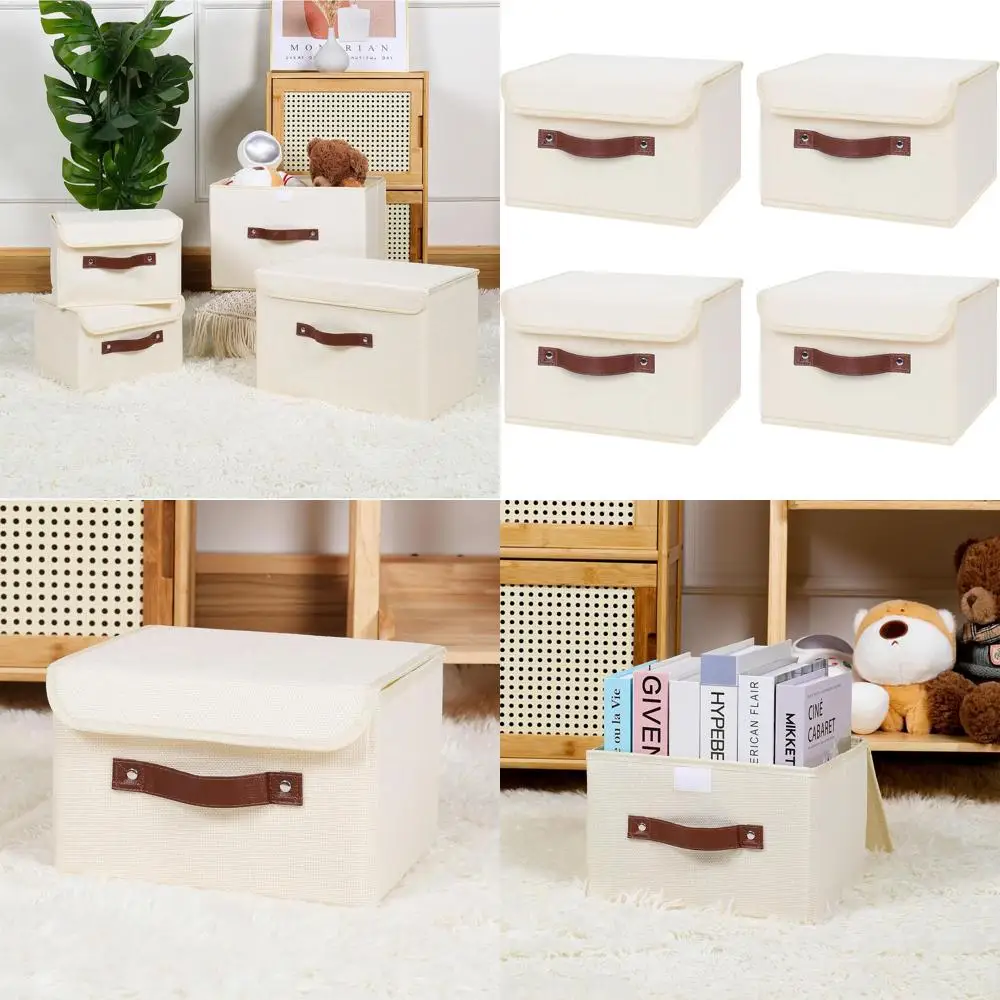 Складные ящики для хранения с ручками из искусственной кожи, бежевые, маленькие - декоративные, с крышкой, хлопково-льняная ткань, органайзеры для домашних кубиков
Складные ящики для хранения с ручками из искусственной кожи, бежевые, маленькие - декоративные, с крышкой, хлопково-льняная ткань, органайзеры для домашних кубиков