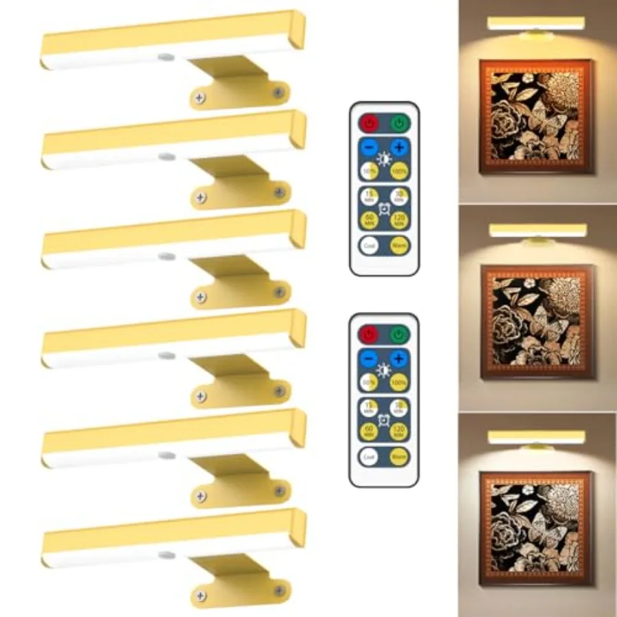 6Pack Wireless Picture Light with RemoteBattery Operated Wall Sconces for Wall Decor 3 Color TimerandDimmable Paintings Light L
6Pack Wireless Picture Light with RemoteBattery Operated Wall Sconces for Wall Decor 3 Color TimerandDimmable Paintings Light L
