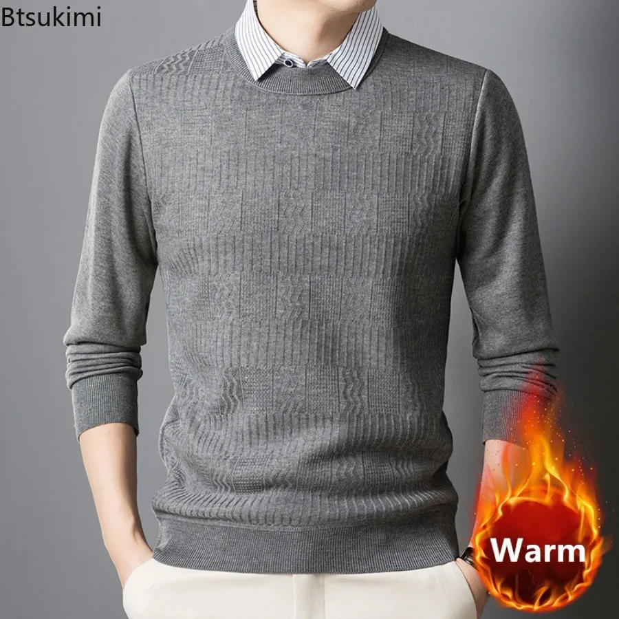 Men's Fake Two-piece Lapel Knitted Sweater Winter Warm Long Sleeve Sweatshirt Thick Velvet Inner Bottom Jackets Male Clothing
Men's Fake Two-piece Lapel Knitted Sweater Winter Warm Long Sleeve Sweatshirt Thick Velvet Inner Bottom Jackets Male Clothing