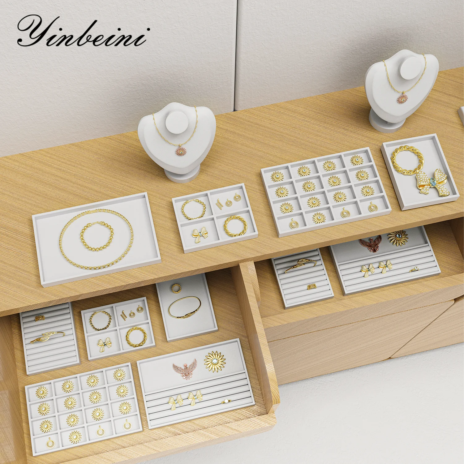 Yinbeini Velvet Jewelry Tray Drawers Organizer Plate Multi-Compartment Storage for Earrings Ring Necklace Bracelets Watch P093
Yinbeini Velvet Jewelry Tray Drawers Organizer Plate Multi-Compartment Storage for Earrings Ring Necklace Bracelets Watch P093