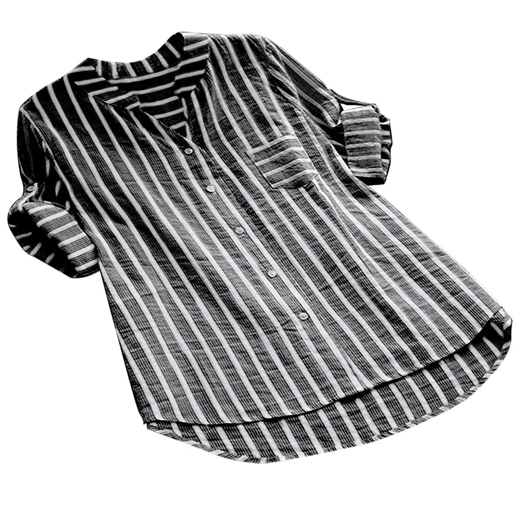 2024 New Women Shirt V Neck Stripe Button Blouse Long Sleeve Cotton Top Black
2024 New Women Shirt V Neck Stripe Button Blouse Long Sleeve Cotton Top Black