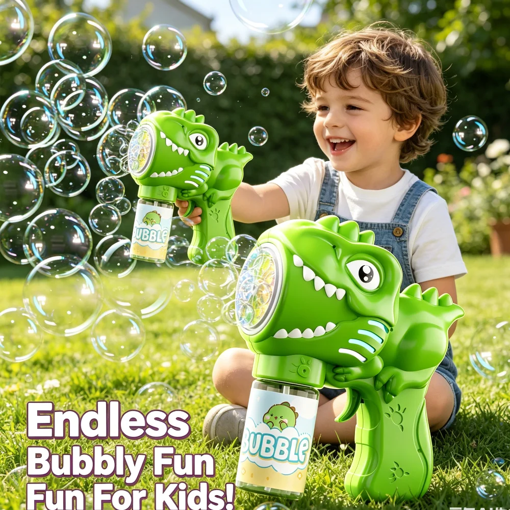 6-hole Dinosaur Bubble Machine Electric Bubble Gun with Light Fully Automatic Bubble Gun Automatic Soap Blower Outdoor Game Toy
6-hole Dinosaur Bubble Machine Electric Bubble Gun with Light Fully Automatic Bubble Gun Automatic Soap Blower Outdoor Game Toy