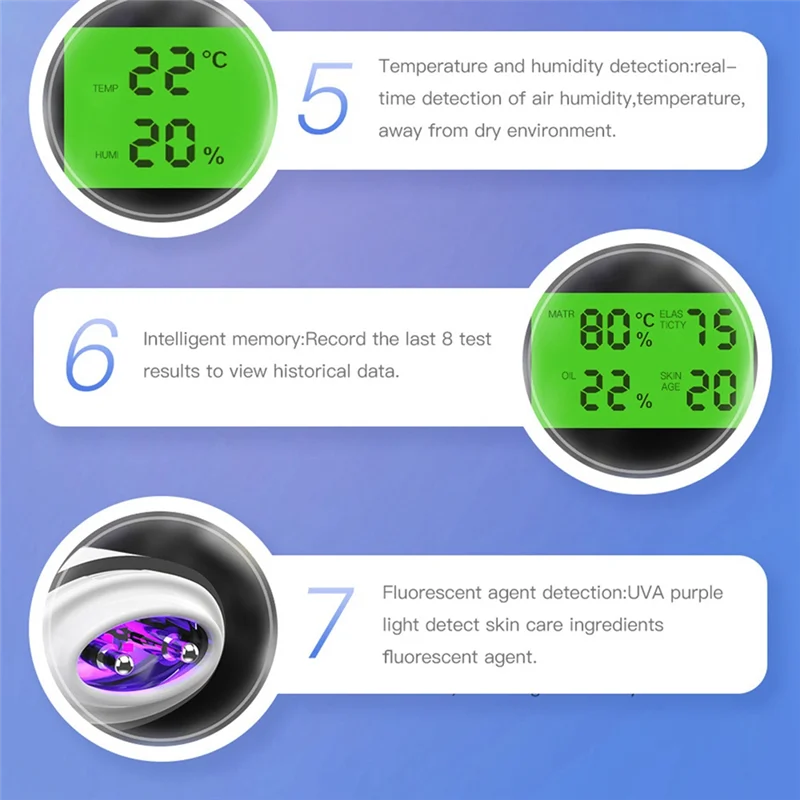 YCOC-Smart тестер воды и масла детектор флуоресцентного агента ЖК-дисплей измеритель влажности кожи лица
YCOC-Smart тестер воды и масла детектор флуоресцентного агента ЖК-дисплей измеритель влажности кожи лица