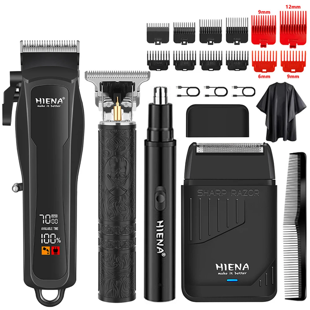 HIENA PRO 2/4pcs-Piece Hair Clippers for Men Professional Hair Clippers, Beard Trimmer& Rechargeable Shaver Set LED Display Barber Hair Cutting machine USB for Men—Father's Day Gift Cordless Hair Clipper SetGrooming Kit Professional Trimmer Rechargeable
HIENA PRO 2/4pcs-Piece Hair Clippers for Men Professional Hair Clippers, Beard Trimmer& Rechargeable Shaver Set LED Display Barber Hair Cutting machine USB for Men—Father's Day Gift Cordless Hair Clipper SetGrooming Kit Professional Trimmer Rechargeable