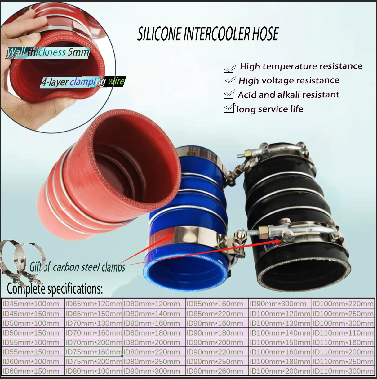 Automotive silicone hose Modified intake pipe High-temperature and high-pressure hump pipe Turbocharger intercooler pipe
Automotive silicone hose Modified intake pipe High-temperature and high-pressure hump pipe Turbocharger intercooler pipe