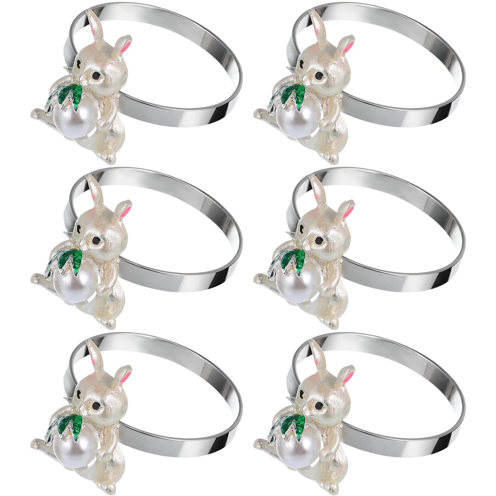 6Pcs Elegant Bunny Napkin Rings Pearl Alloy Serviette Buckles Chic Table Decoration Supplies
6Pcs Elegant Bunny Napkin Rings Pearl Alloy Serviette Buckles Chic Table Decoration Supplies