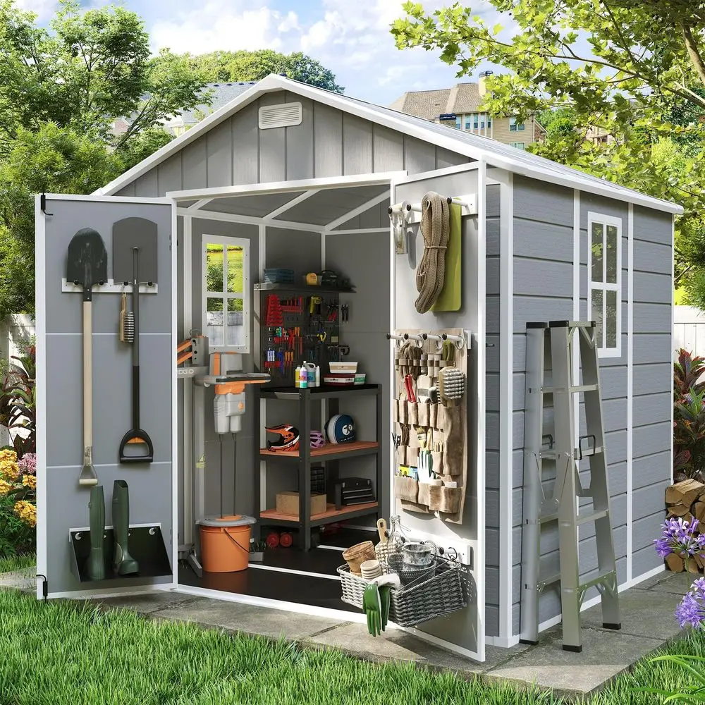 Storage Shed 6x8, Resin Outdoor Shed with Floor Included, Plastic Sheds Outdoor Storage for Bike, Garden Tools, Sheds amp Outdo
Storage Shed 6x8, Resin Outdoor Shed with Floor Included, Plastic Sheds Outdoor Storage for Bike, Garden Tools, Sheds amp Outdo