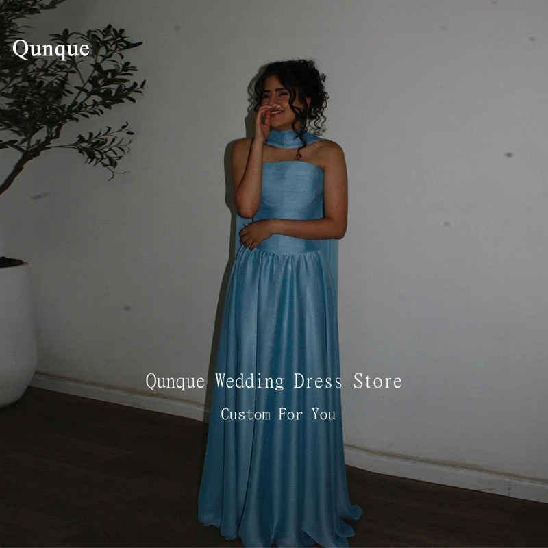 Qunque A-line Satin Evening Dress Lace-up Back Strapless Prom Gowns With Scarf Women Elegant Floor Length Party Dress Customized
Qunque A-line Satin Evening Dress Lace-up Back Strapless Prom Gowns With Scarf Women Elegant Floor Length Party Dress Customized