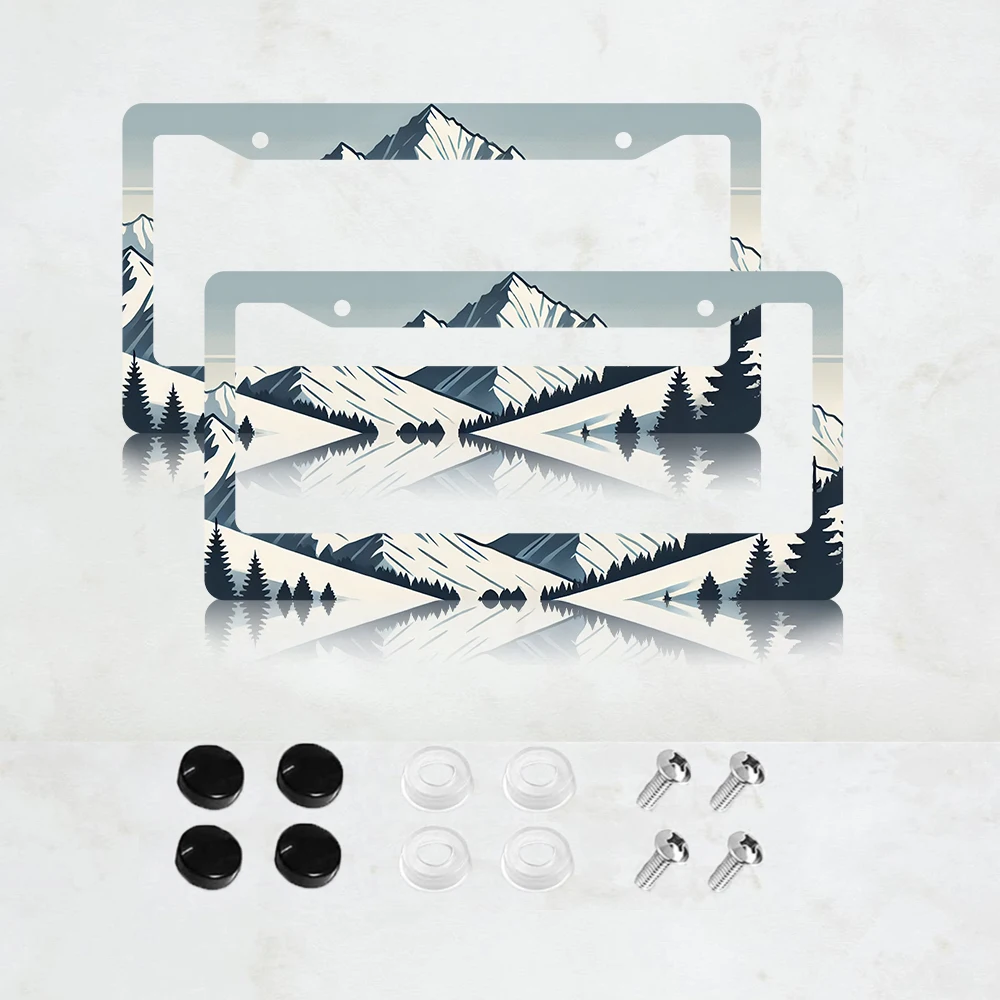Набор из 2-х рамок для номерных знаков с ручной росписью в винтажном стиле «Горы», черно-белые, из нержавеющего алюминия
Набор из 2-х рамок для номерных знаков с ручной росписью в винтажном стиле «Горы», черно-белые, из нержавеющего алюминия