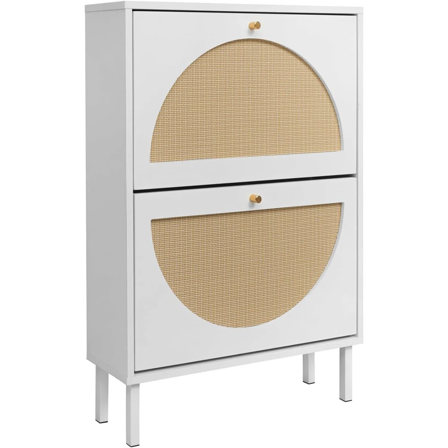 Rattan shoe cabinet with 2 flip drawers, circular rattan door, narrow entrance heel storage cabinet, slippers (white)
Rattan shoe cabinet with 2 flip drawers, circular rattan door, narrow entrance heel storage cabinet, slippers (white)