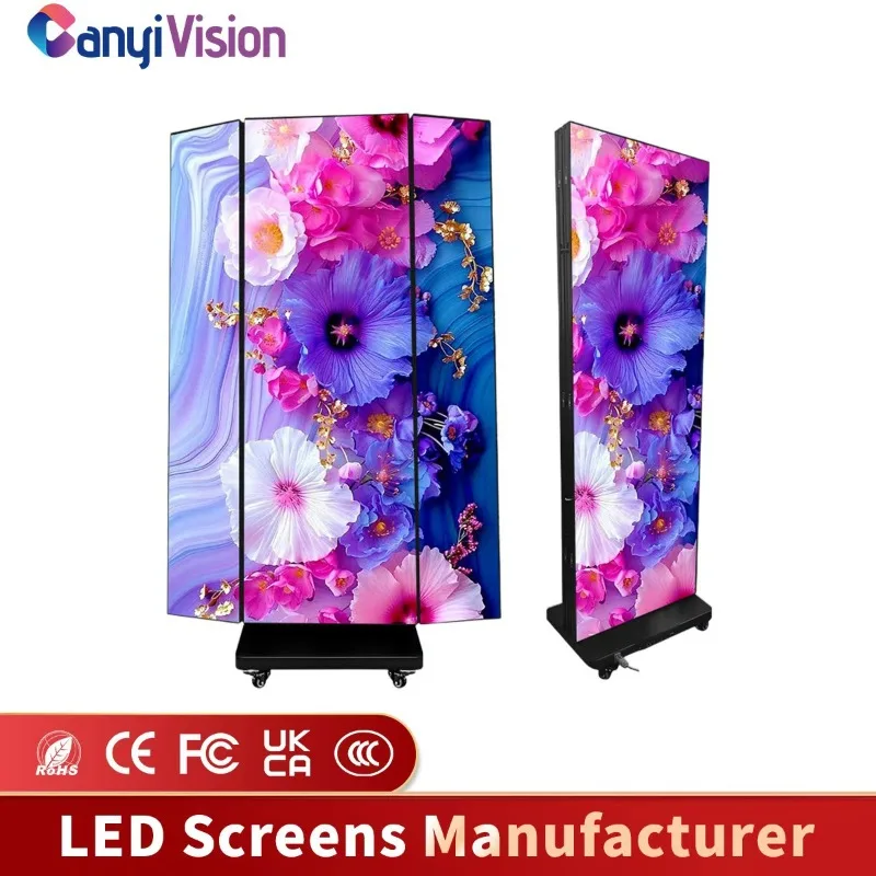 Custom P2.5 Indoor Triple-Fold LED Poster Display, Double-Sided Mobile Stand Screen for Exhibition and Ads
Custom P2.5 Indoor Triple-Fold LED Poster Display, Double-Sided Mobile Stand Screen for Exhibition and Ads