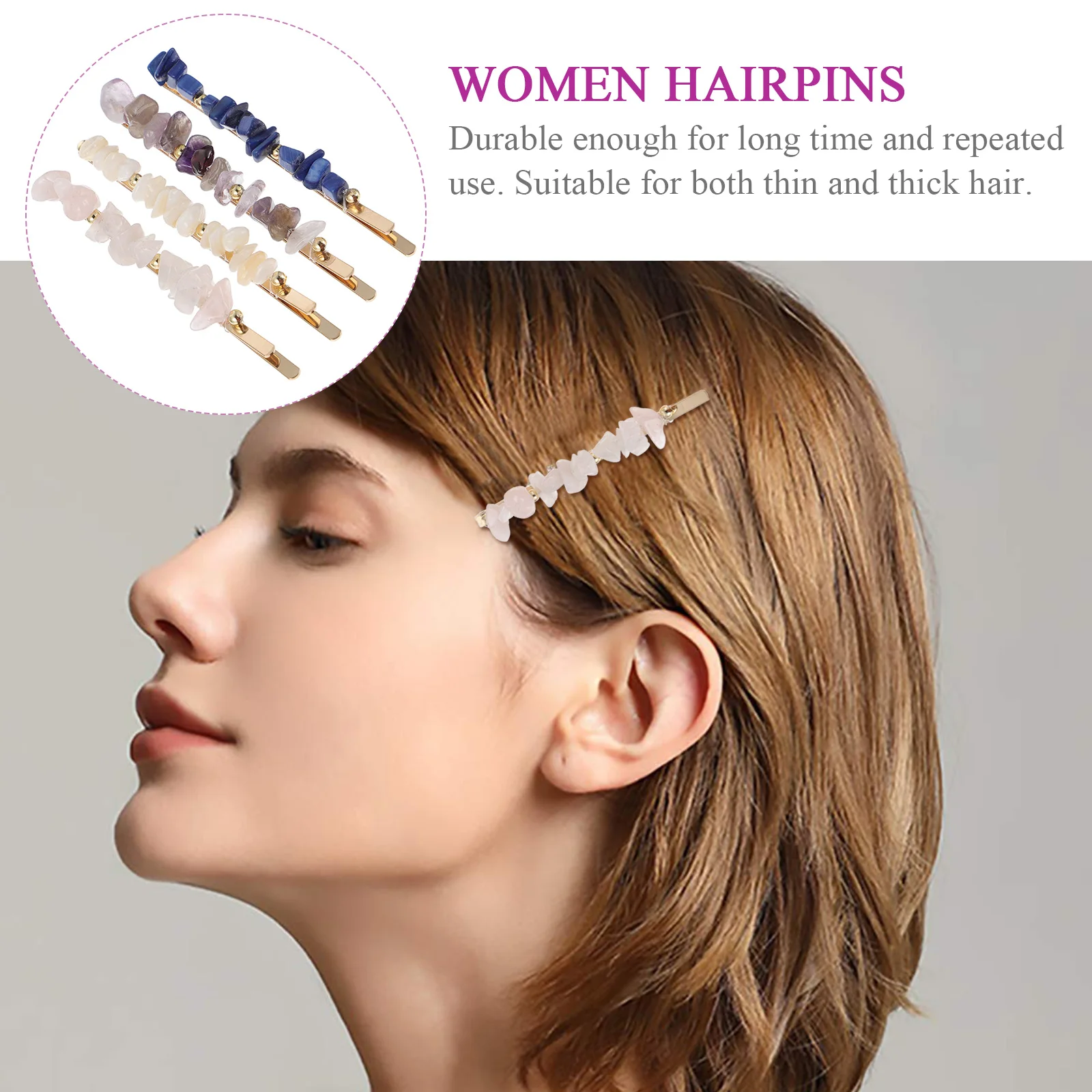 4 Pcs Vintage Hairpin Clip Pins for Women Headgear Clips Barrettes Natural Stone
4 Pcs Vintage Hairpin Clip Pins for Women Headgear Clips Barrettes Natural Stone