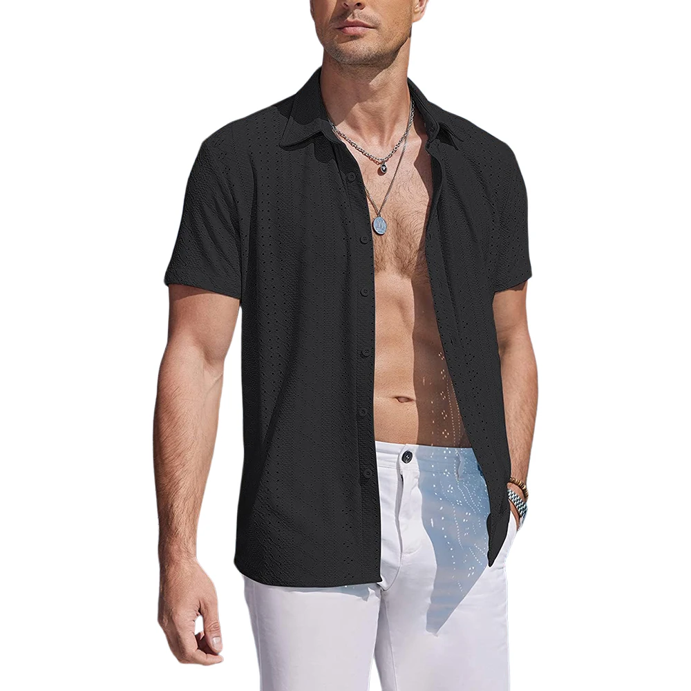 Fashion Shirt for Men Button Short Sleeve Shirts Summer Men Slim Fit Tops Turn-down Collar T-Shirt Casual Solid Clothing
Fashion Shirt for Men Button Short Sleeve Shirts Summer Men Slim Fit Tops Turn-down Collar T-Shirt Casual Solid Clothing