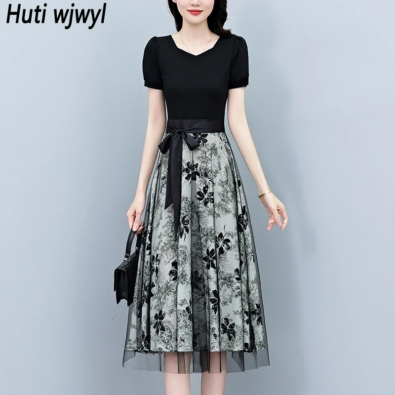 Summer Casual Patchwork V-Neck Prom Dress Fashion Women Vintage Black Chic Prom Dress 2026 Elegant Bodycon Party Mesh Midi Dress
Summer Casual Patchwork V-Neck Prom Dress Fashion Women Vintage Black Chic Prom Dress 2026 Elegant Bodycon Party Mesh Midi Dress