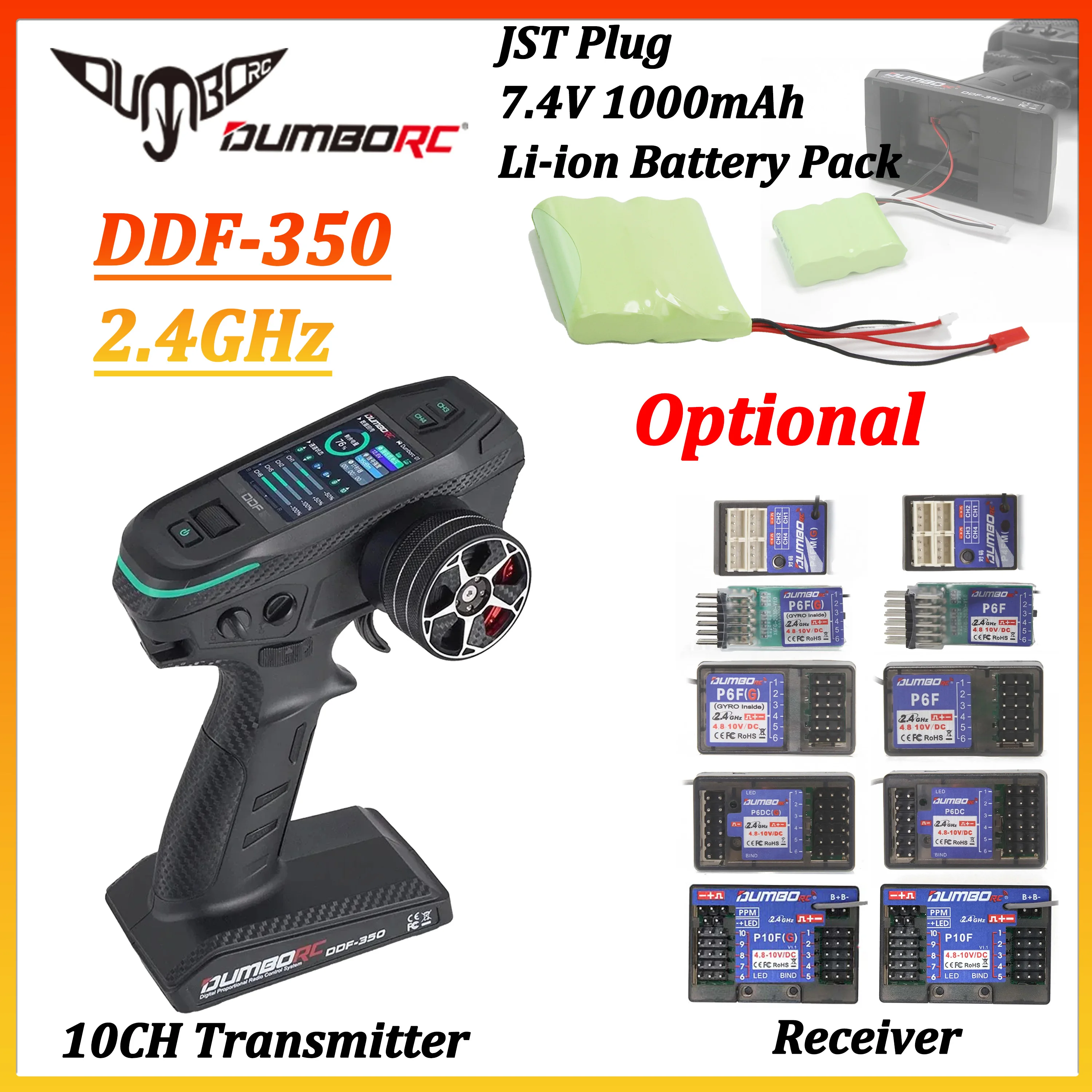 DUMBORC DDF-350 2.4G 10CH Transmitter Remote Controller P4FM P6F P10F Gyro Receiver for RC Car Boat Robot Part Axial WPL Wltoy
DUMBORC DDF-350 2.4G 10CH Transmitter Remote Controller P4FM P6F P10F Gyro Receiver for RC Car Boat Robot Part Axial WPL Wltoy