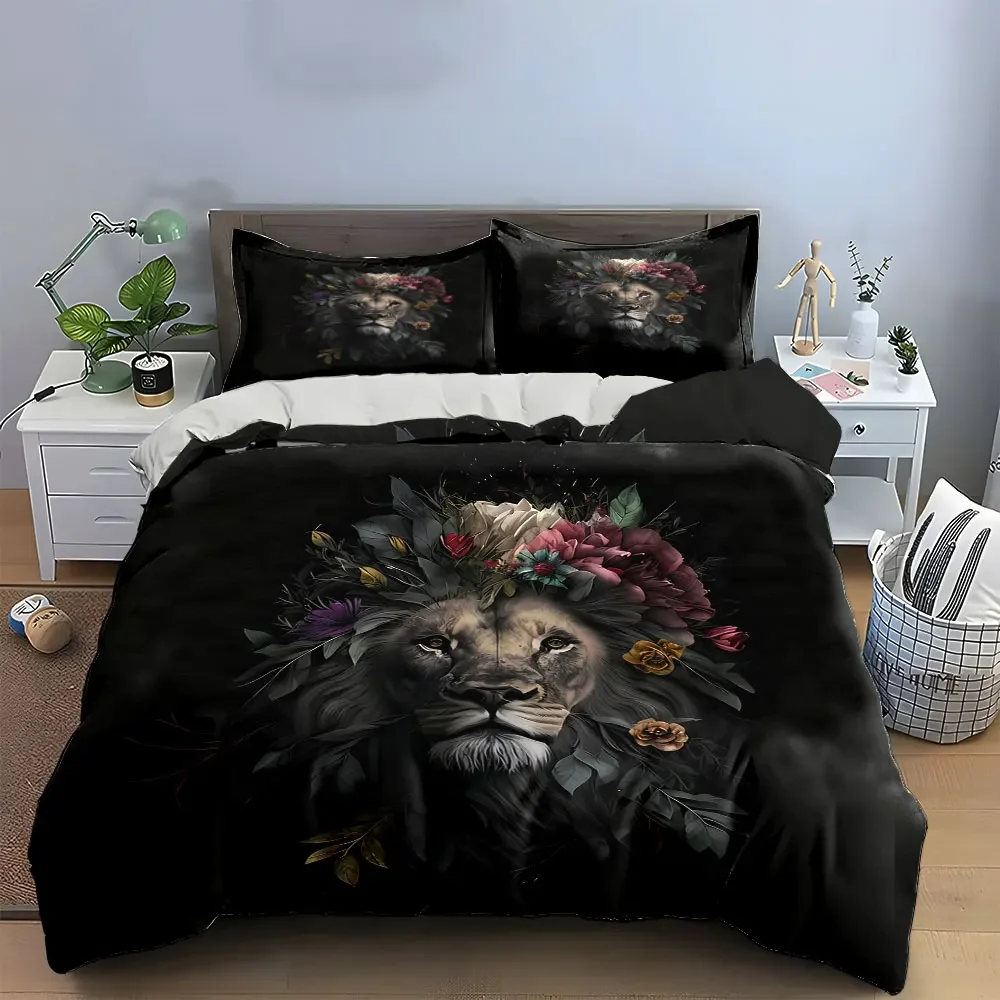 Lion Floral Art Decor Prints Soft Comfortable Duvet Cover Bedding Set Included 1*Duvet Cover & 2*Pillowcases, gift
Lion Floral Art Decor Prints Soft Comfortable Duvet Cover Bedding Set Included 1*Duvet Cover & 2*Pillowcases, gift