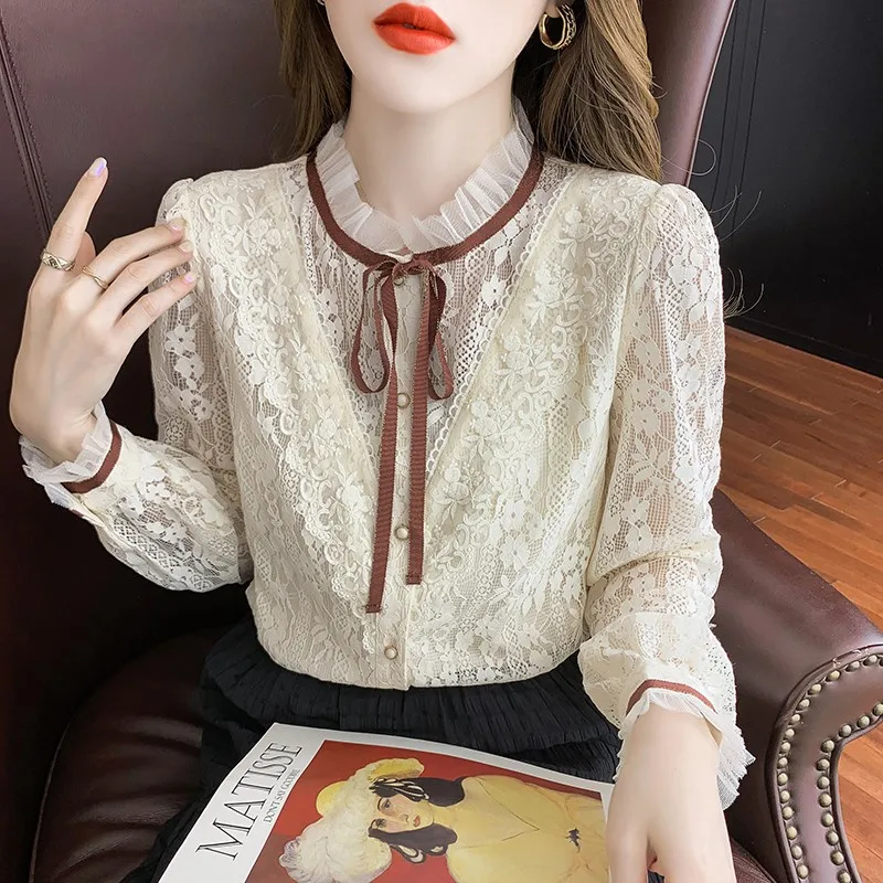 New fashion Summer Ladies Apricot Women Long Sleeve Chiffon shirt blouse Lace solid elegant casual Women Clothing top NS5973
New fashion Summer Ladies Apricot Women Long Sleeve Chiffon shirt blouse Lace solid elegant casual Women Clothing top NS5973
