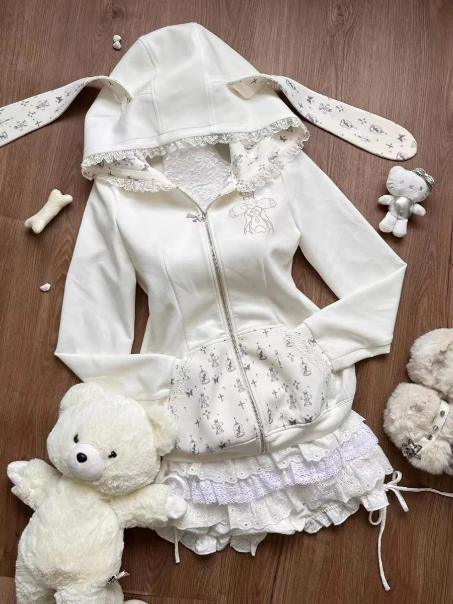 Sweet Cute Rabbit Ear Hooded Print Sweater Coat High Waist Cake Skirt Set Autumn Faion Women's Two-Piece Suit Long Sve Z...
Sweet Cute Rabbit Ear Hooded Print Sweater Coat High Waist Cake Skirt Set Autumn Faion Women's Two-Piece Suit Long Sve Z...