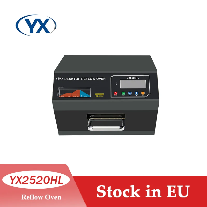 Stock in EU YX2520HL Infrared IC Heater Smt Reflow Oven 1600W 250x200mm Lead Free Reflow Soldering Oven With Clarity Screen
Stock in EU YX2520HL Infrared IC Heater Smt Reflow Oven 1600W 250x200mm Lead Free Reflow Soldering Oven With Clarity Screen