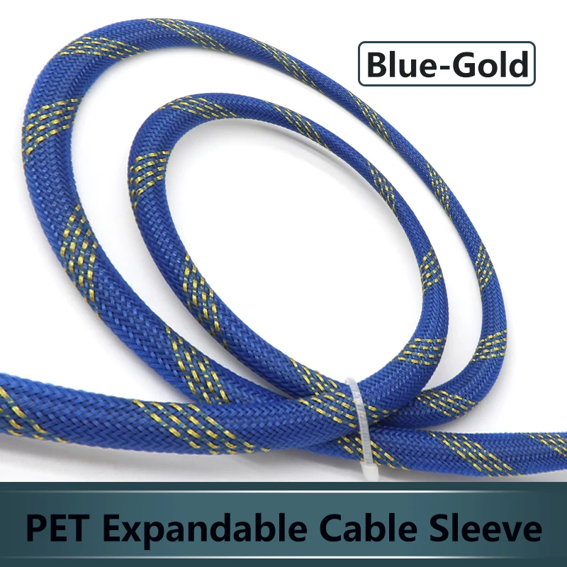 1~50m Blue-Gold PET Braid Sleeve 2/4/6/8/10/12/14/16/20mm High Density Sleeving Snake Skin Cable Wrap Sheath For Electric Cables
1~50m Blue-Gold PET Braid Sleeve 2/4/6/8/10/12/14/16/20mm High Density Sleeving Snake Skin Cable Wrap Sheath For Electric Cables