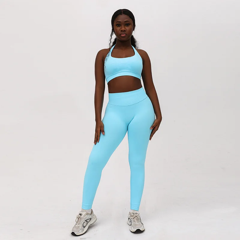 No Logo Yoga Gym Set Women Seamless Strappy Yoga Bra Top High Waist Workout Scrunch Sports Leggings Set Fitness Clothes
No Logo Yoga Gym Set Women Seamless Strappy Yoga Bra Top High Waist Workout Scrunch Sports Leggings Set Fitness Clothes