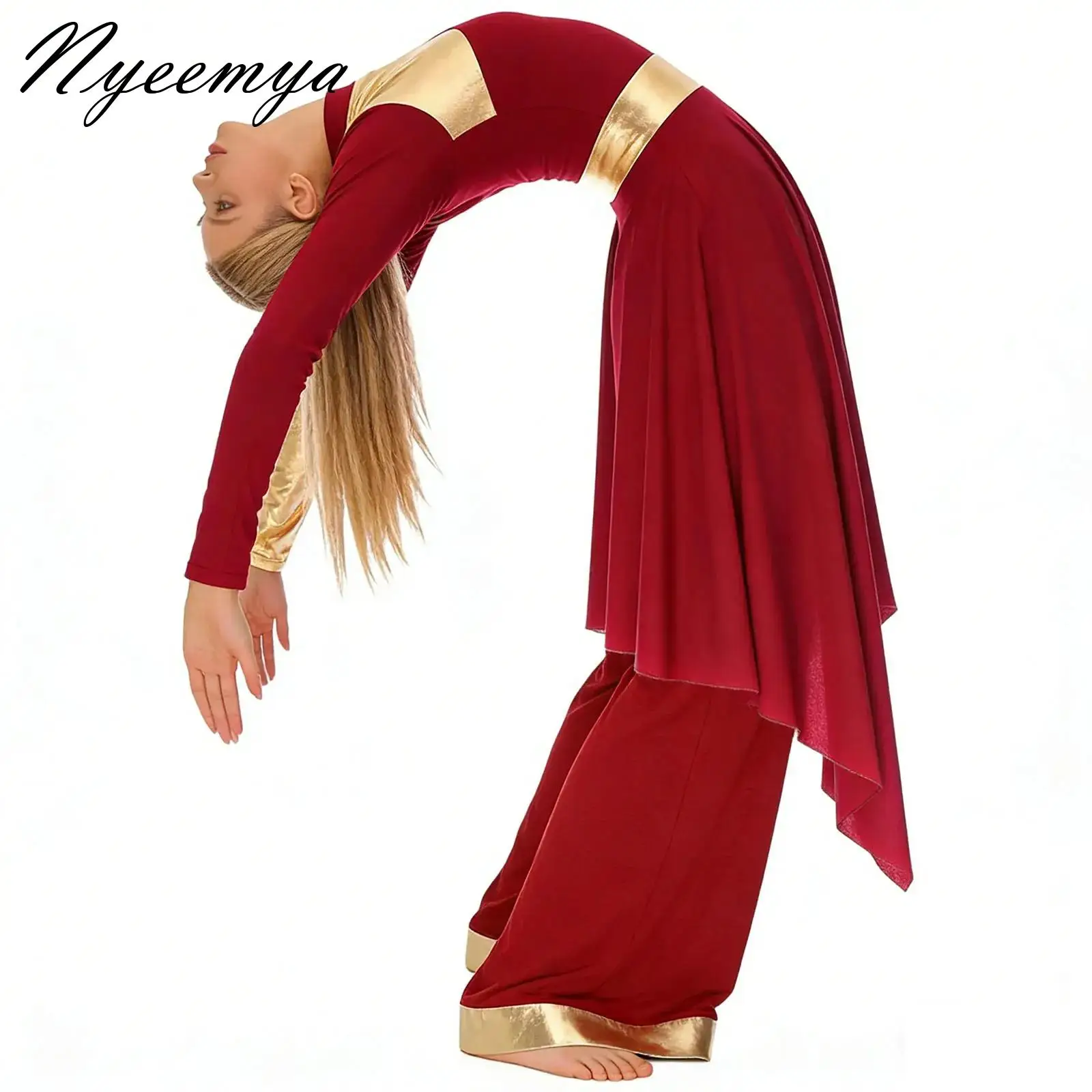 Liturgical Lyrical Dress Worship Praise Dance Costume Outfit Womens Long Sleeve Dress with Wide Leg Pants Chior Church Dancewear
Liturgical Lyrical Dress Worship Praise Dance Costume Outfit Womens Long Sleeve Dress with Wide Leg Pants Chior Church Dancewear