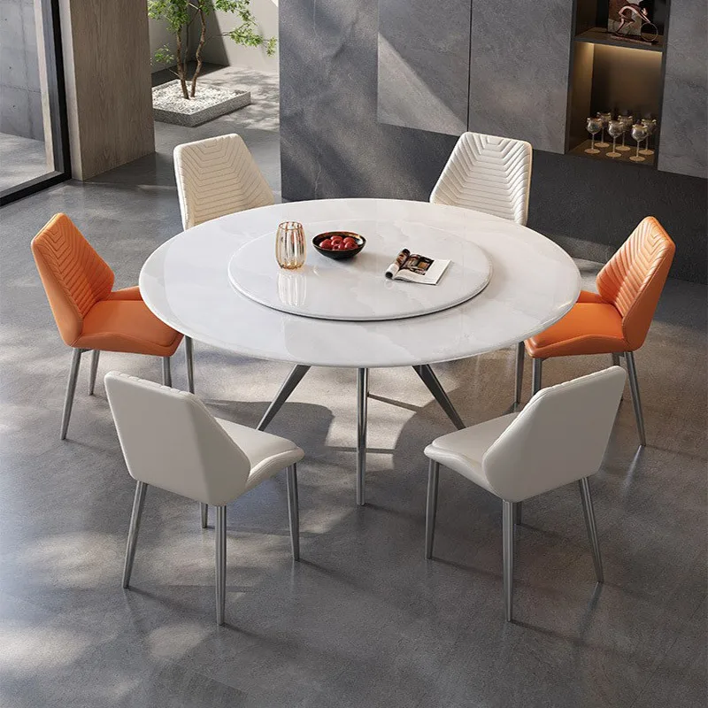 Simple and modern bright rock slab round table light luxury dining table and chair combination
Simple and modern bright rock slab round table light luxury dining table and chair combination