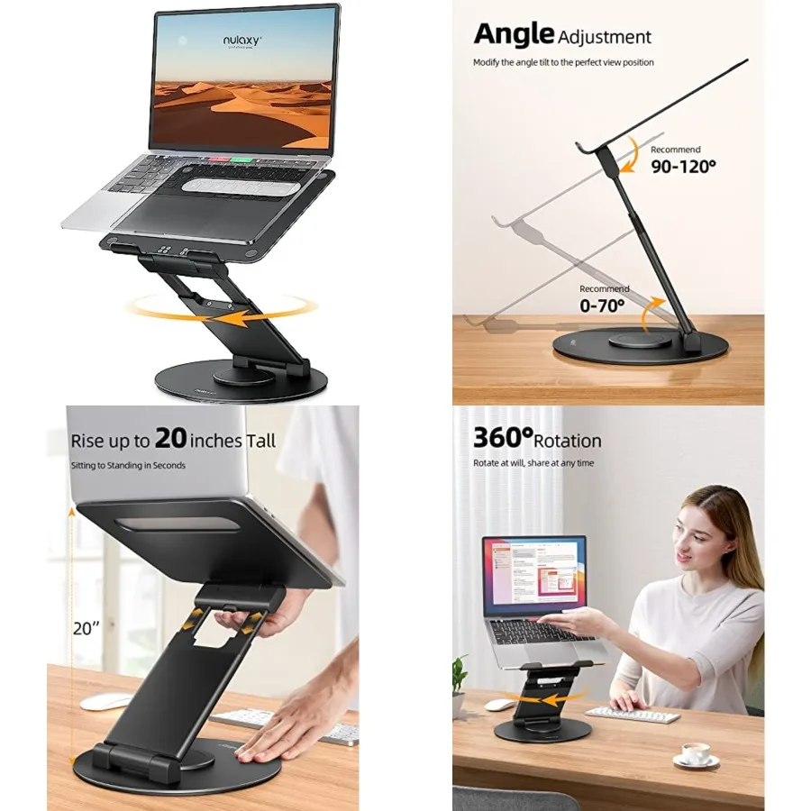 Telescopic 360 Rotating Laptop Stand for Desk Adjustable Height Swivel Pull Out Design Ergonomic Laptop Riser Fits All 10-17" Laptops Computer MacBook, Black
Telescopic 360 Rotating Laptop Stand for Desk Adjustable Height Swivel Pull Out Design Ergonomic Laptop Riser Fits All 10-17" Laptops Computer MacBook, Black